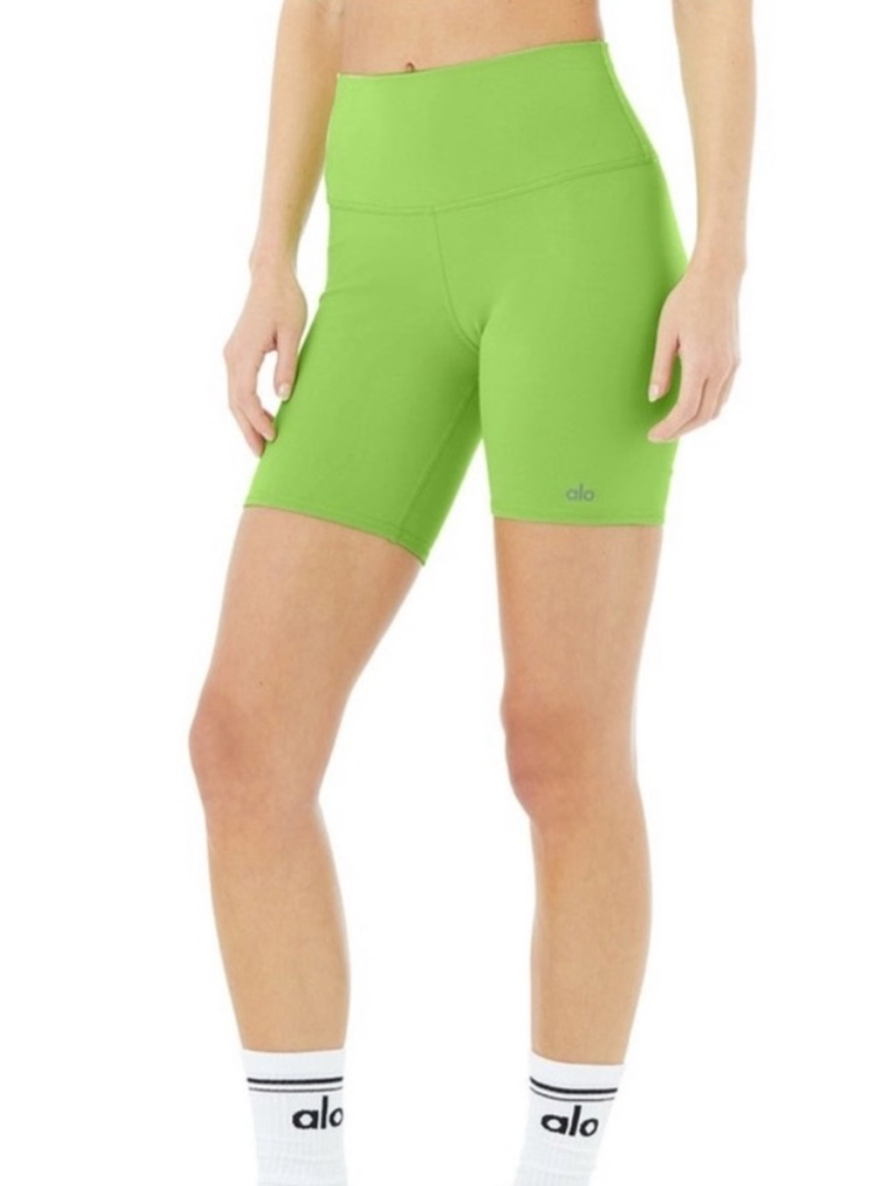 ALO Yoga High-Rise Bike Shorts in Neon Green